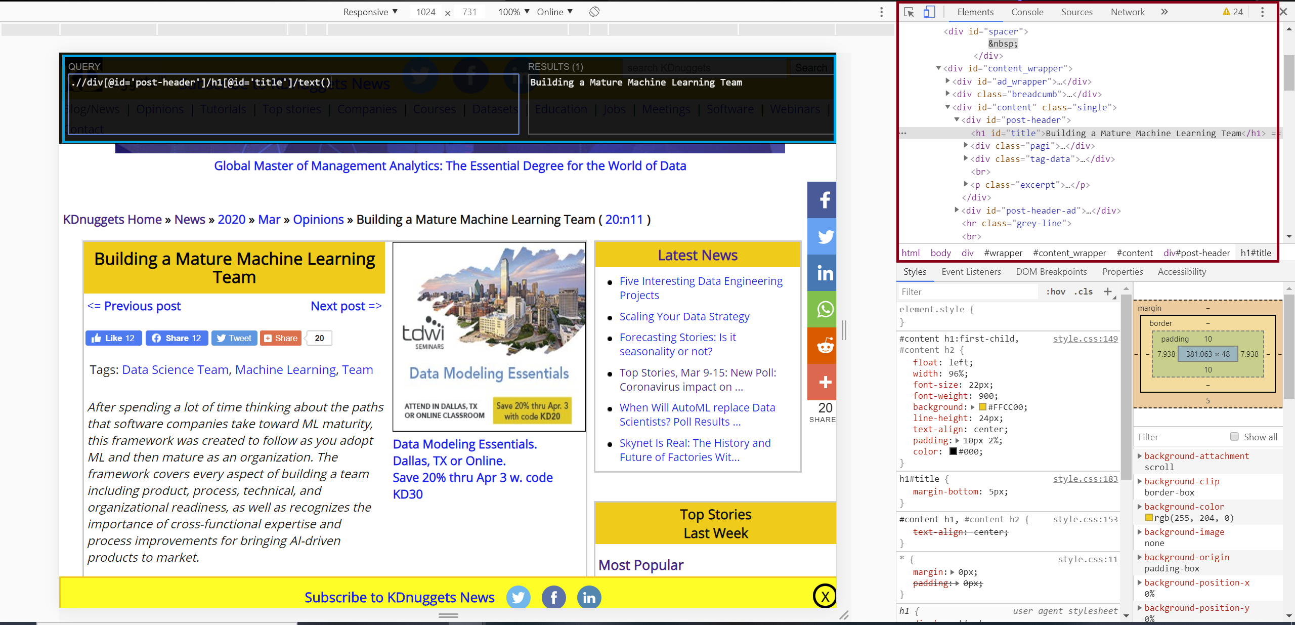 title XPath screenshot